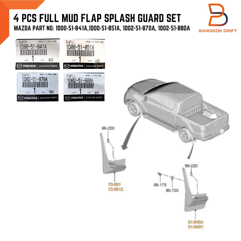 Mazda BT-50 Genuine Mud Flap Splash Guards 4WD (2012-2020)