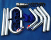 3" Universal Aluminum Intercooler Turbo Pipe Piping Kit Blue Hose