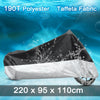 L 190T Rain Dust Motorcycle Cover Black+Silver Waterproof UV Protection Bike