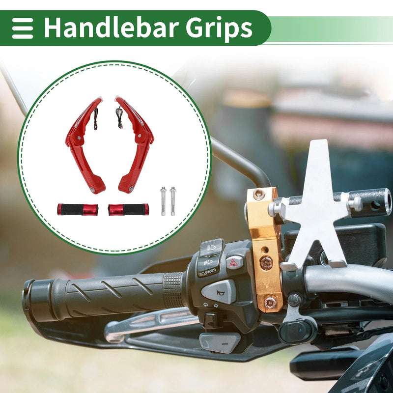 Motorcycle Aluminum Rubber Red Hand Grips Cover Kit