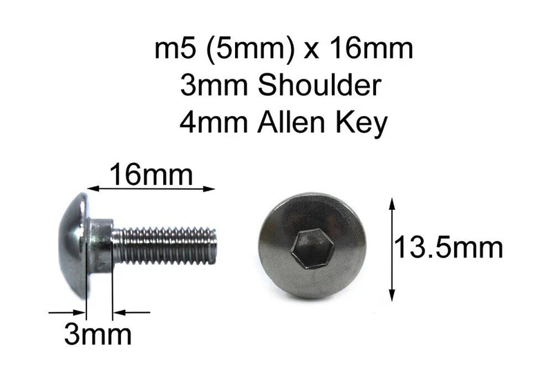 Motorcycle 2 x Aluminio Negro carenado Tornillo m5 x16mm + 3mm Hombro Paso Moto