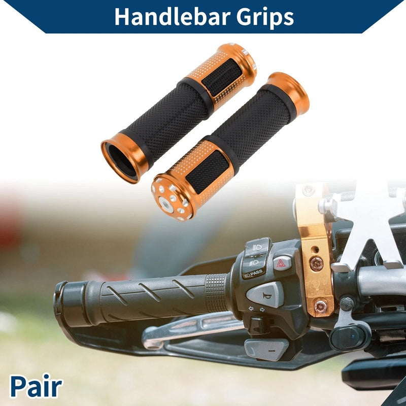 Motorcycle 23 x 25 mm Hand Grips Cover Aluminum Alloy Rubber Orange 1 Pair