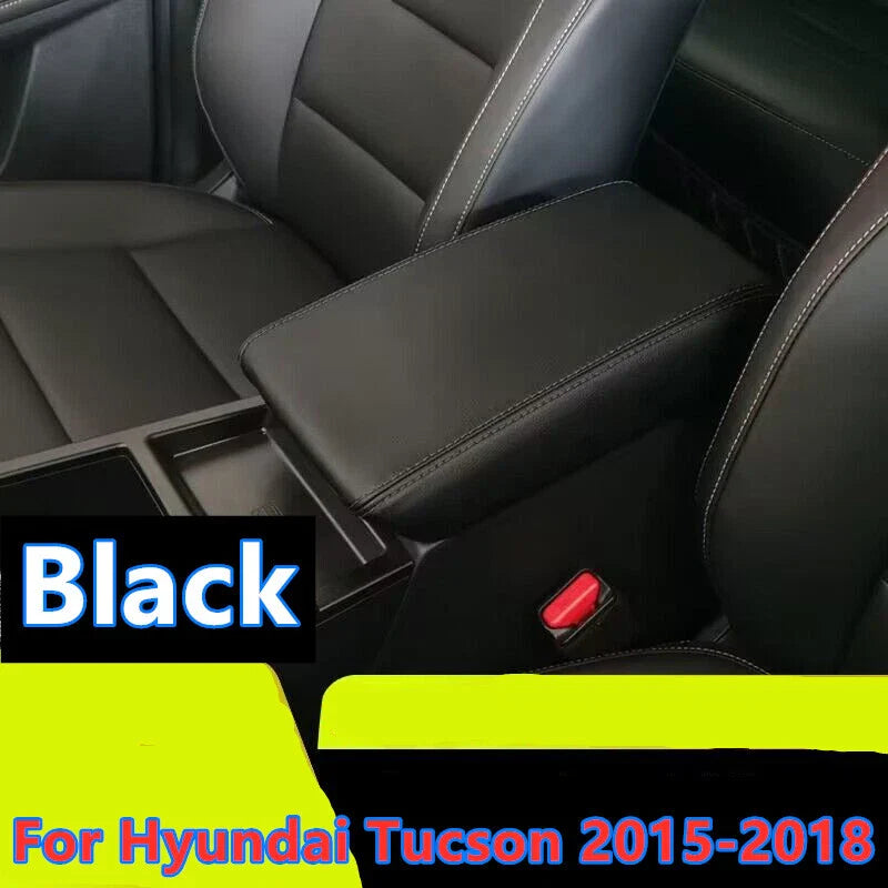 Hyundai Tucson Center Console Lid Leather Armrest Cover Black (2015–2018)