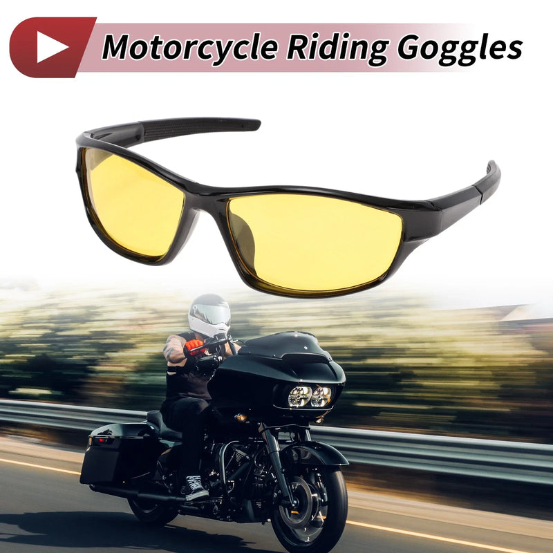 Motorcycle Riding Goggles Yellow Lens Black Frame Tri-acetel Cellulose