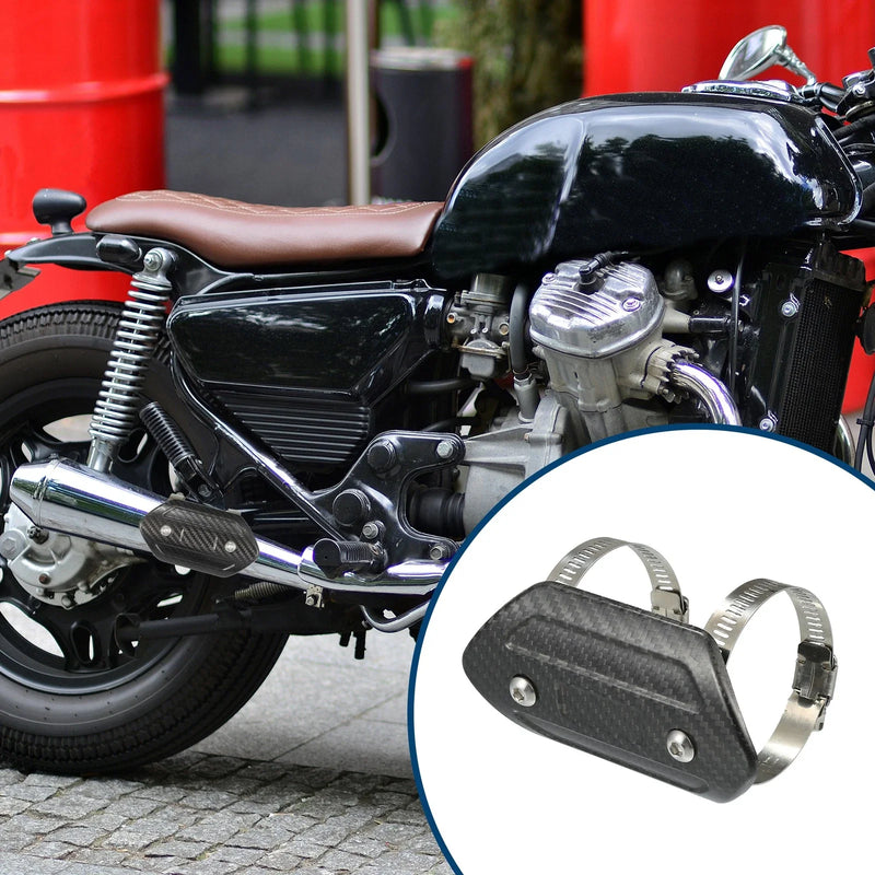 Motorcycle Muffler Heat Guard with Clamp 110x58mm 1 Set Black