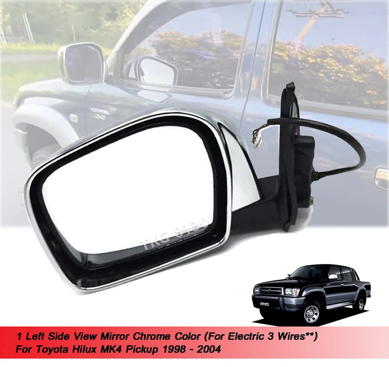 Toyota Hilux MK4 MK5 LH Electric Side View Mirror Chrome (1998-2004)