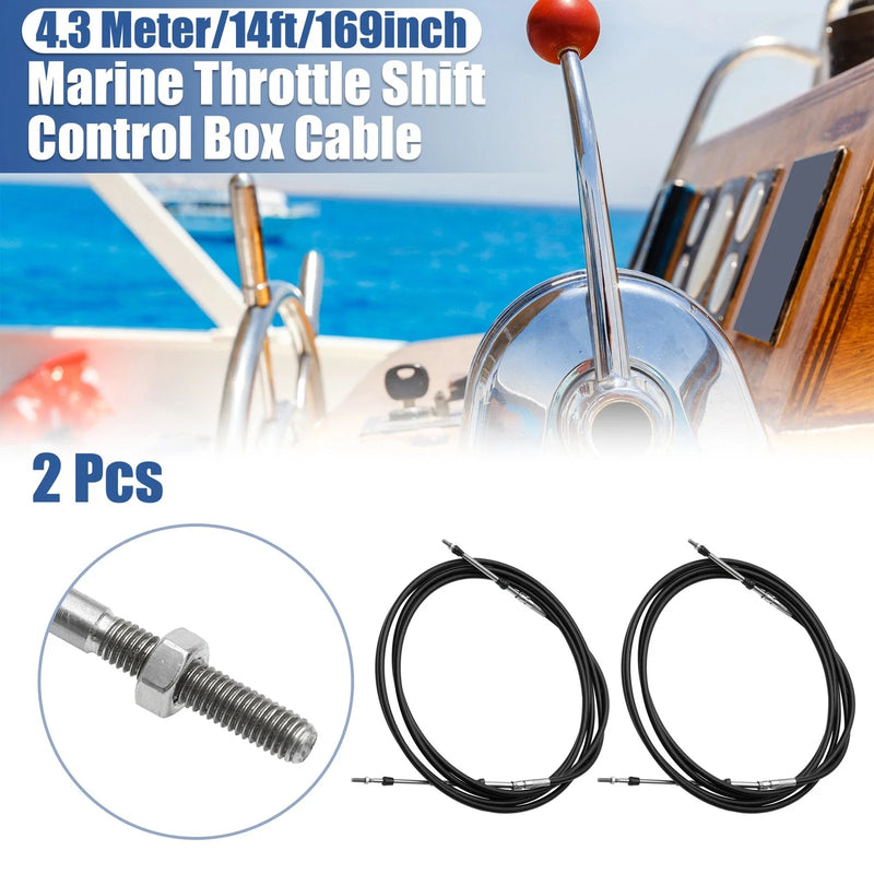 Make Model 2 x Throttle Shift Remote Control Box Cable Black