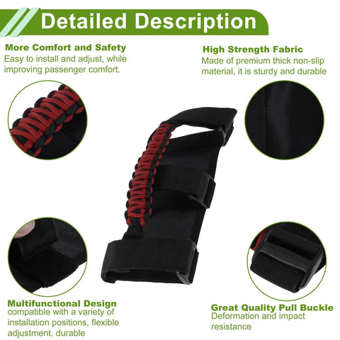 Jeep Wrangler 1955-2023 - 2 x Red Handles Roll Bar Grab Handles