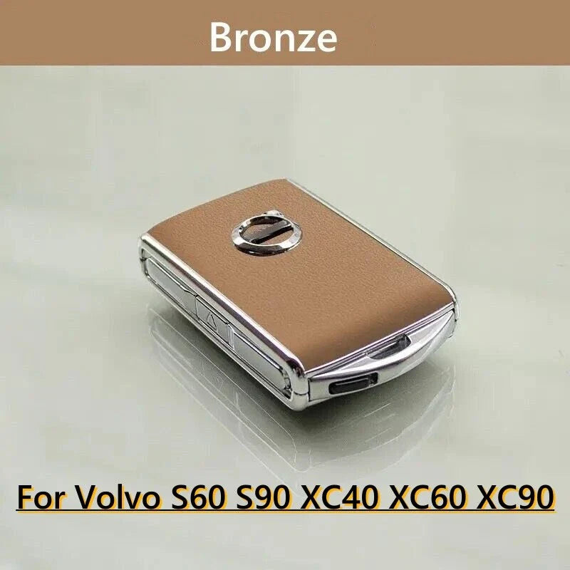 Volvo S60 XC60 XC90 Bronze Leather Key Remote Case Fob Shell Cover
