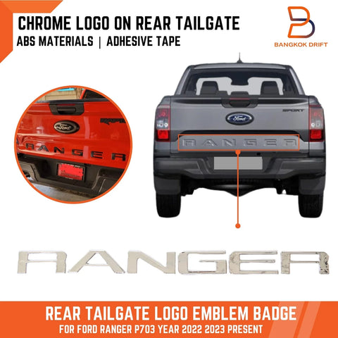 Ford Ranger Chrome Rear Tailgate 3D Badge Emblem Logo (2023-2025)