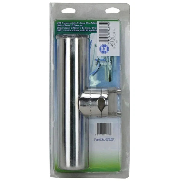 Boat Fishing Marine Rail Mount Stainless Steel Clamp-On Rod Holder