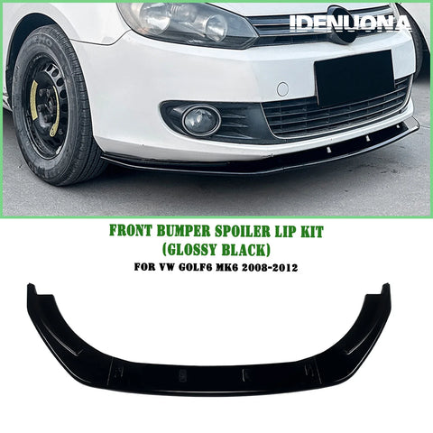 VW Golf 6 MK6 Gloss Black Front Bumper Lip (2008-2012)