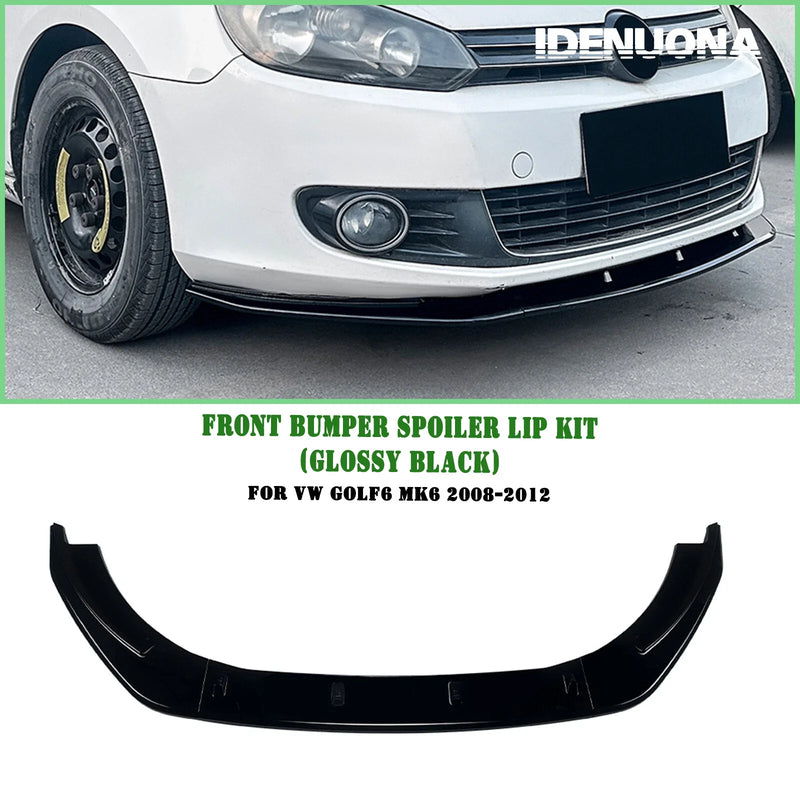 VW Golf 6 MK6 Gloss Black Front Bumper Lip (2008-2012)