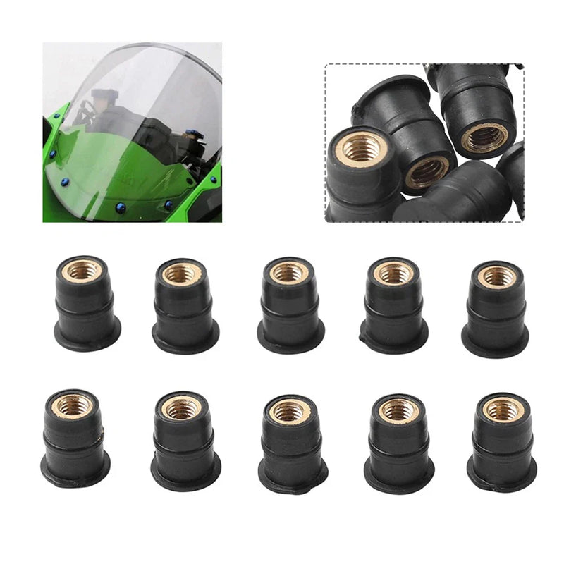 Fairing 10 x Universal Rubber Windshield Nut M6 Vibration Damper