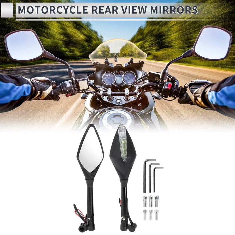 Motorcycle M8/M10 Rear View Mirrors Handlebar Mirror Black Aluminum Alloy