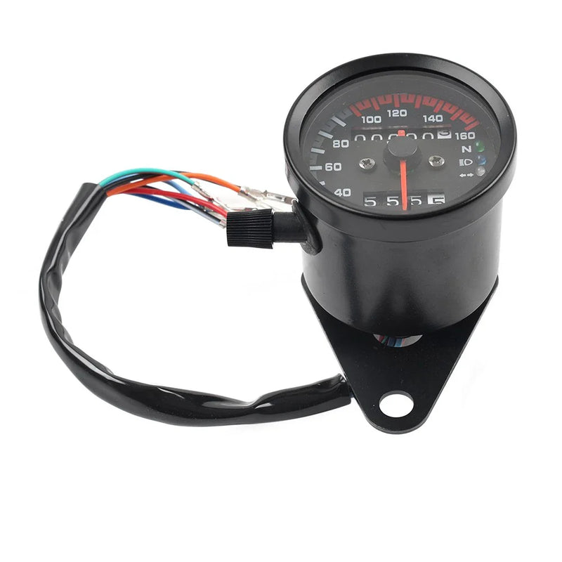 Motorcycle Universal Mini Speedometer Odometer Gauge w/ Indicator Light