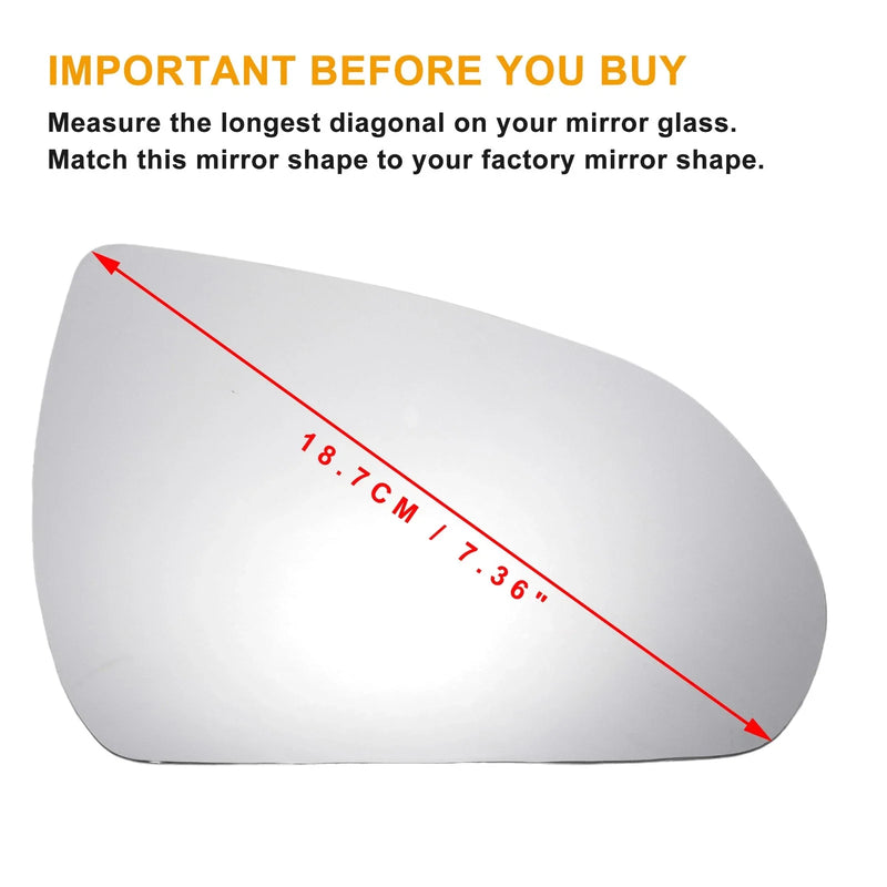 Hyundai I30 Right Side White Mirror Glass W/Back (2017-2022)