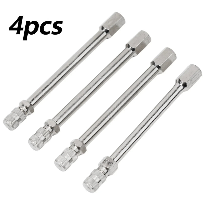 Auto Car Truck 4pcs Tyre Wheel Valve Extension Extender Cap Metal Stem