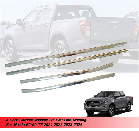 Mazda BT50 4 x Door Window Sill Belt Line Molding (2021-2024)
