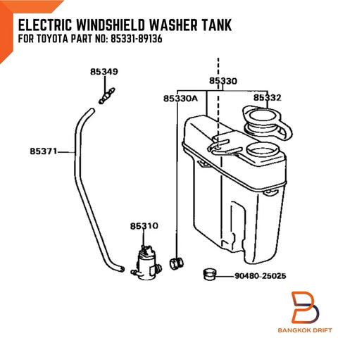 Toyota Hilux MK3 LN85 LN106 12V Pump Washer Jar Tank Bottle Assembly (89-97)