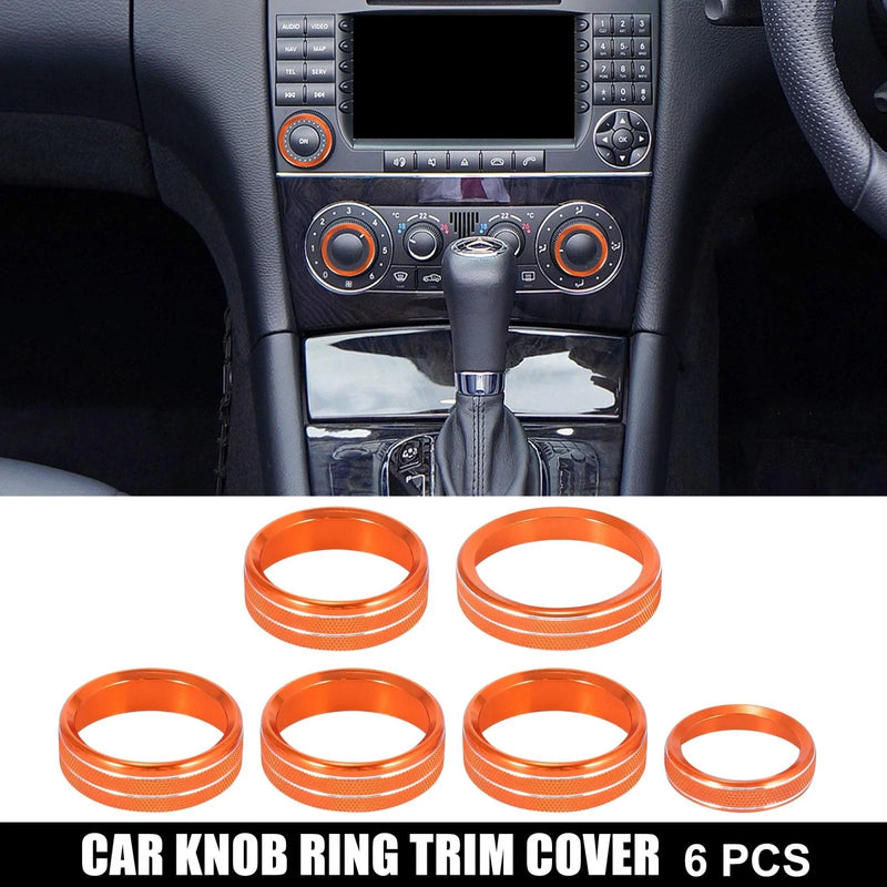 Ford F150 6 x Orange Aluminium Alloy Knob Trim Rings (2016-2020)