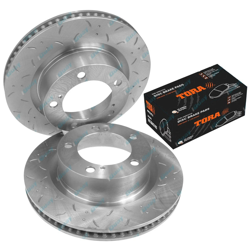 Landcruiser 200 Series Dimpled & Slotted Disc Brake Rotors & Pads (2008-2023)