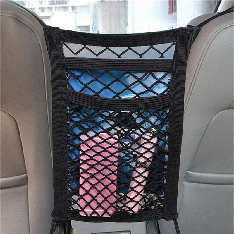 Front Seat Storage 3 Layer Car Storage Net Bag with Hook Mesh Organizer