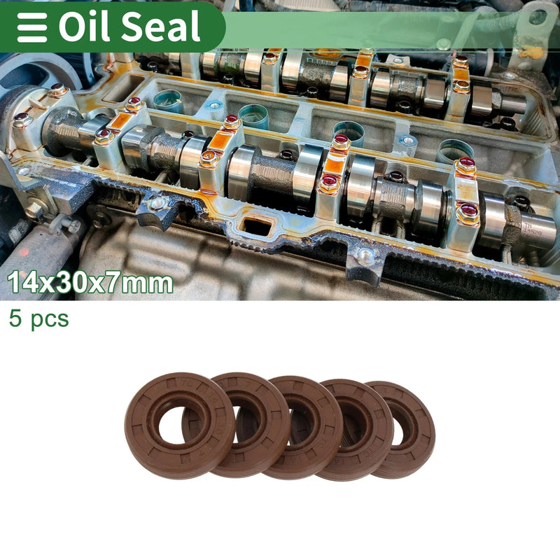 Make Model Oil Seal FKM Rubber 14x30x7mm High-Pressure Brown 5 Pcs