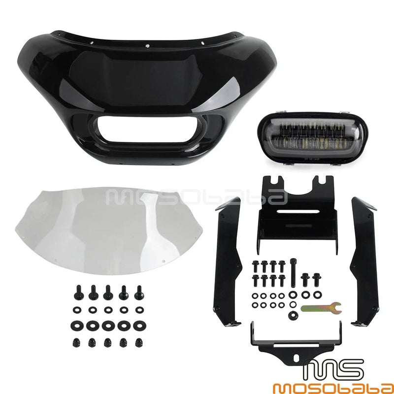Softail Street Bob Front Fairing Windshield w/Bracket & LED Headlight (2018-2023)