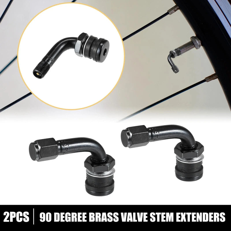 Motorcycle Car Wheels Black 2 x Pcs 90 Degree Tire Valve Stems
