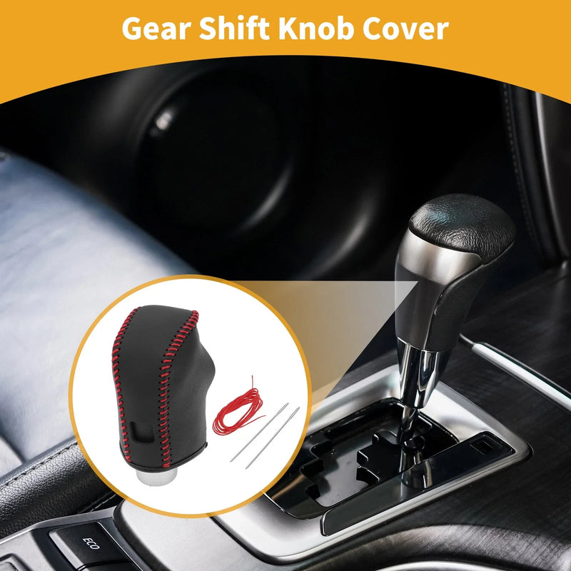 Nissan Altima Black Red Faux Leather Gear Shift Knob Cover (2019-2024)