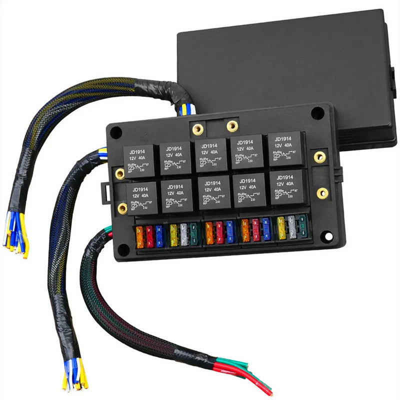Car Truck Boat RV Pre-Wired Fuse Relay Box +40A 5Pin Relay +15 Fuses