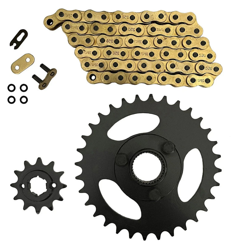 Polaris RZR 170 2x Gold 520x60 O-Ring Chain & 12/32 Sprockets (2009–2016)