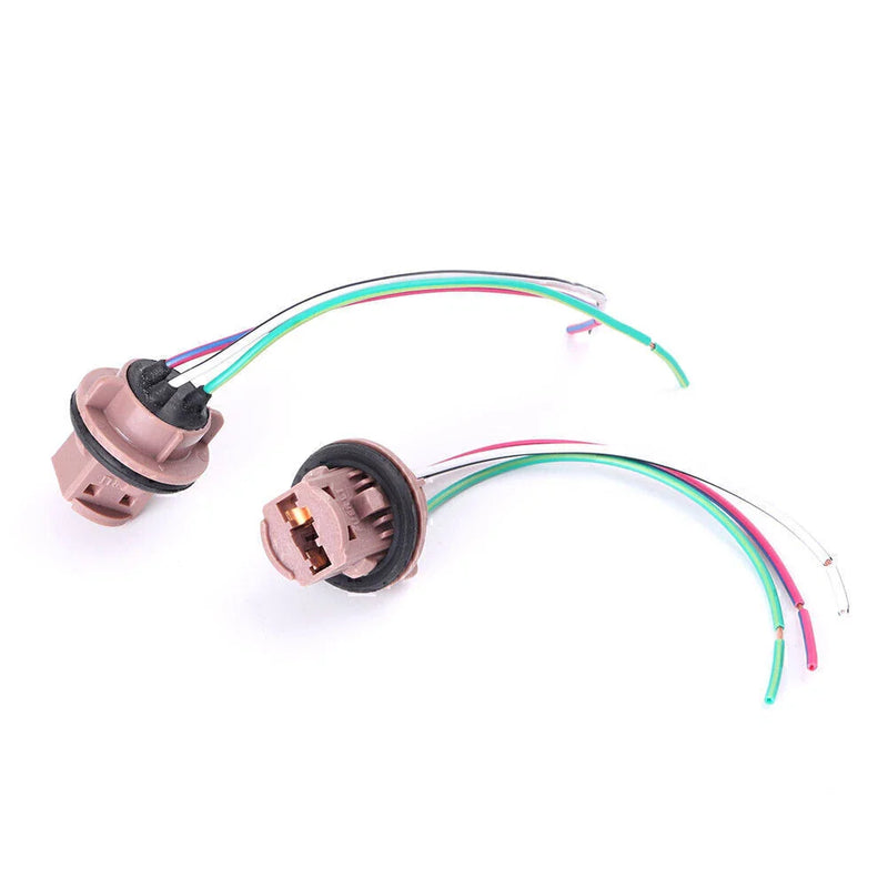 Brake Signal Light Wiring Harness & Socket 2 x 7441 7443 7444 T20 LED Bulbs