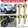 Car Motorcycle 4 x Banjo Bolt Hose Barb Fitting 10mm ID 10mm OD Metal