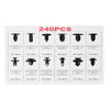Car Auto Body 240 Pcs Plastic Push Pin Rivet Fasteners Clips