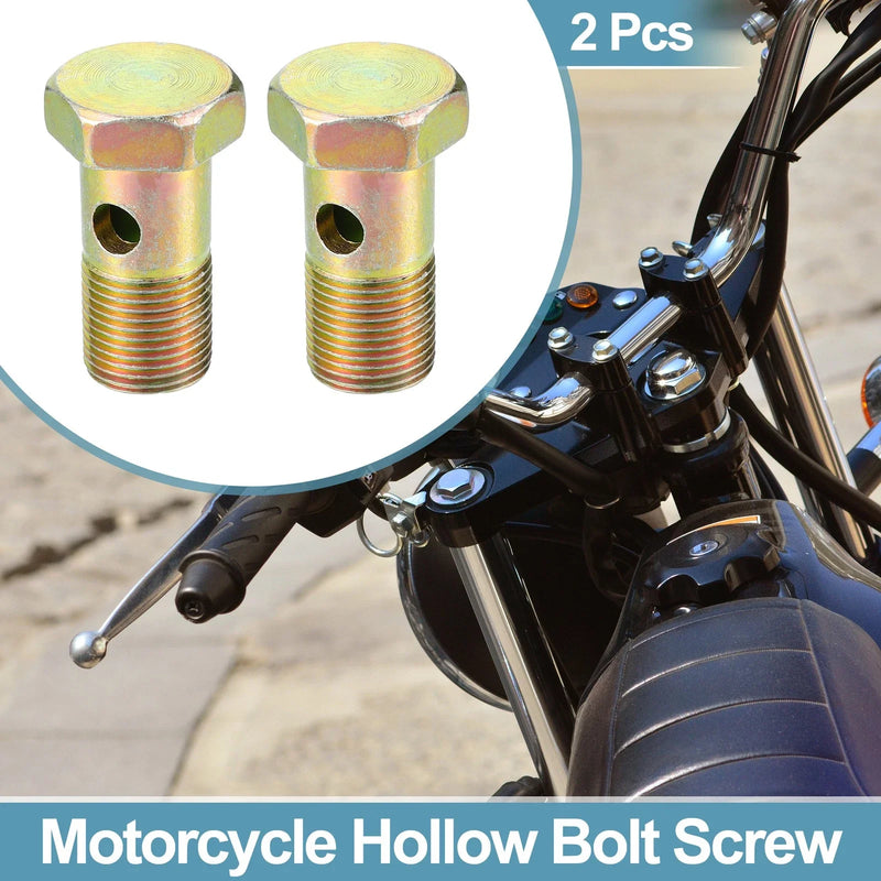 Motorcycle 2 Pcs G3/8 40mm Length Hollow Bolt Screws Imperial Thread