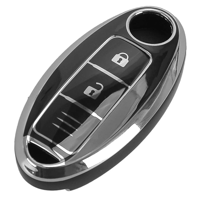 Nissan Qashqai Leaf Black TPU 3 x Button Key Shell Cover (2010-2023)
