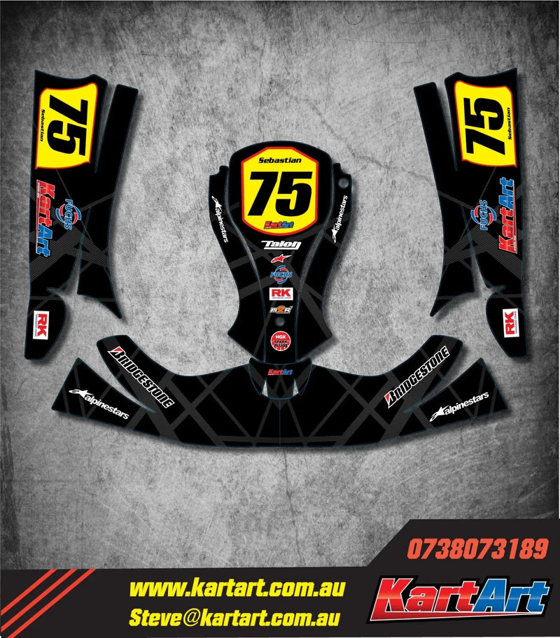BIREL X30 KART Carbon Style Sticker Kit Decals Graphics