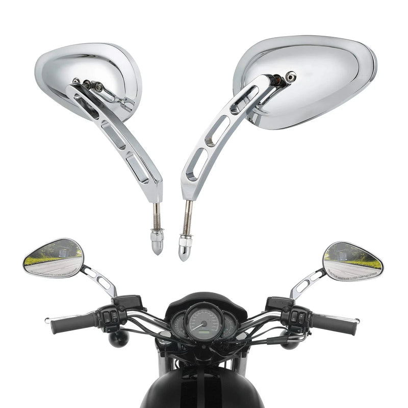 Harley Street Glide Sportster Dyna Softail 8mm Chrome Rear-View Mirrors
