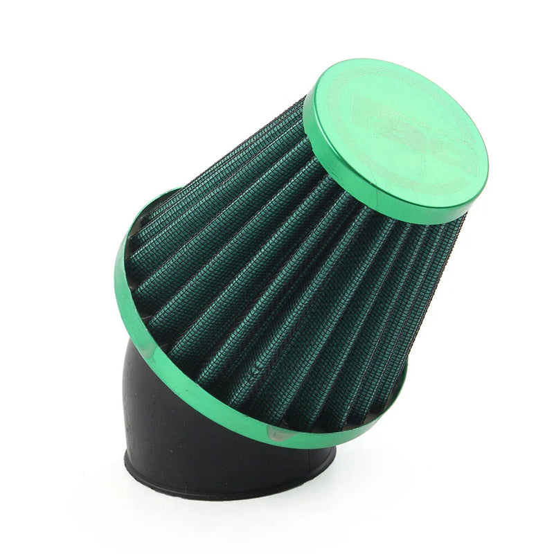 Green Rubber Bend Inlet - Stainless Steel Mesh 48mm Air Intake Filter Cleaner