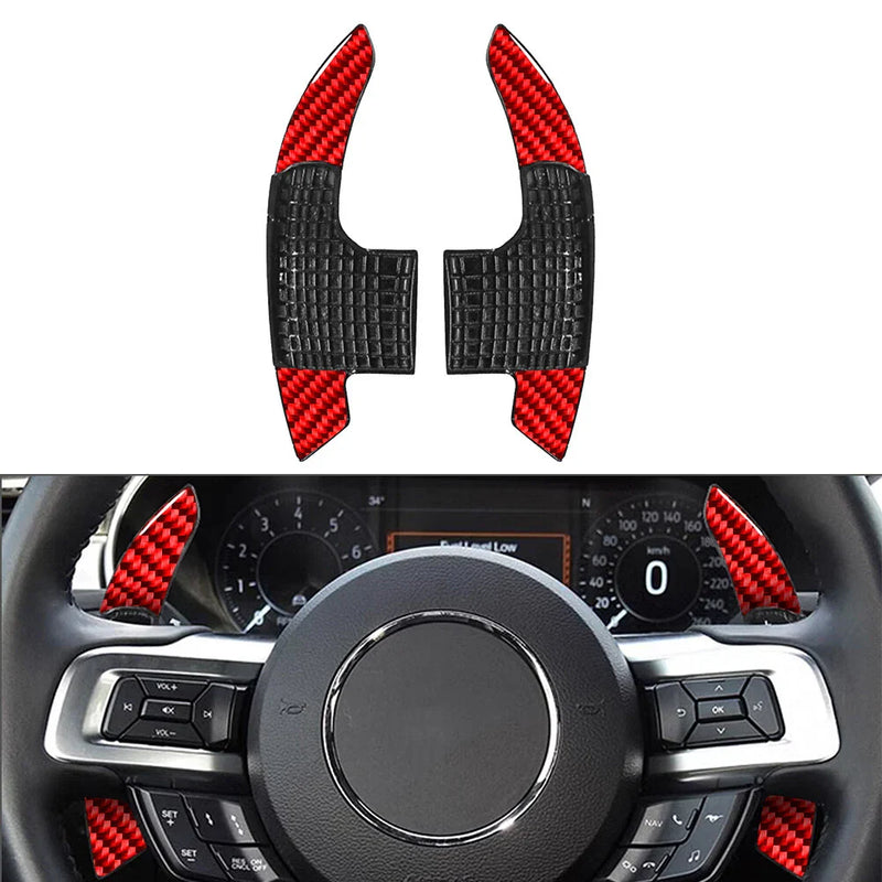Ford Mustang (2015-2023) Red Steering Wheel Shifter Paddle Extensions