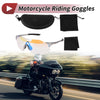 Motorcycle Motorcycle Riding Goggles Light Blue Lens Silver Tone Frame PC TPU