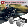 1 x Motorcycle Riding Goggles Black Lens Bright Silver Frame Glass ABS