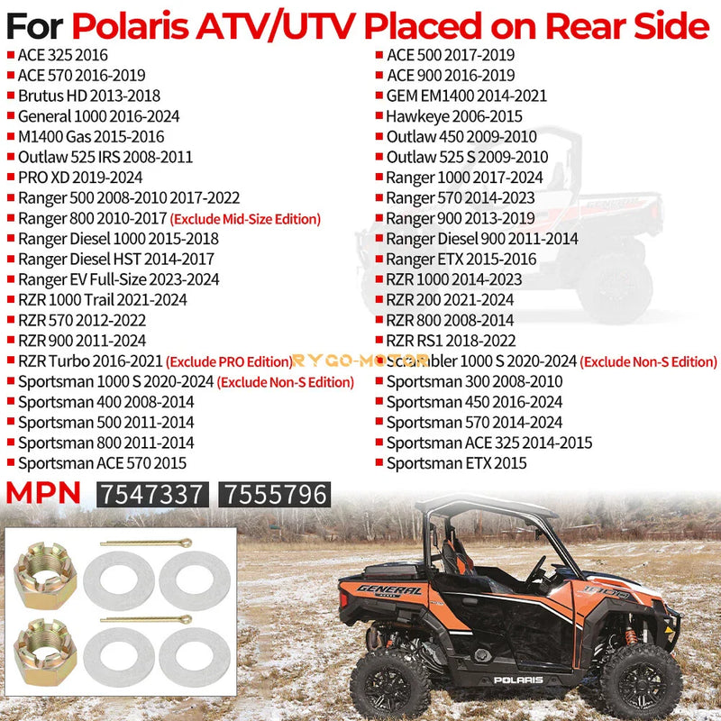 Polaris Ranger 570 900 1000 HST EV Axle Nut & Washers (2013–2024)