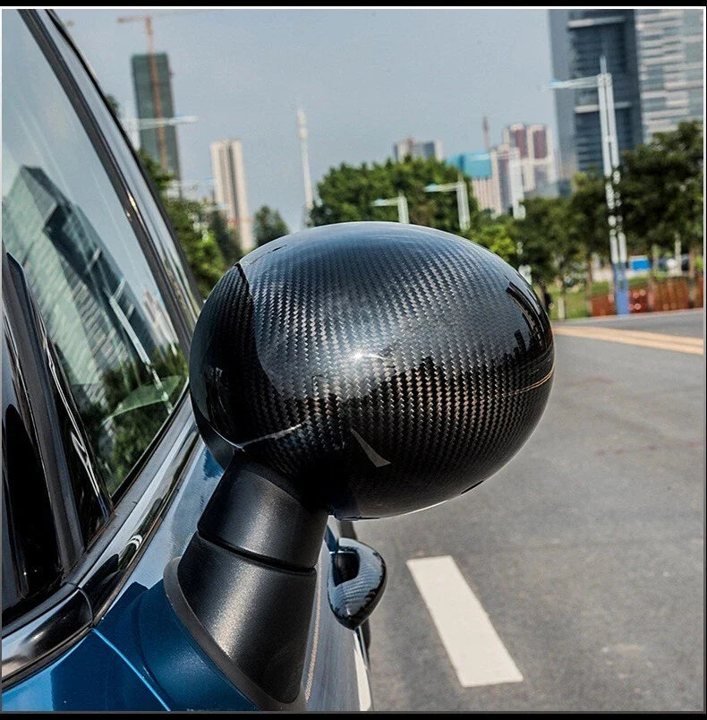 Mini Cooper R53 R50 RHD Carbon Fiber Side Mirror Cover Caps Trim Fit