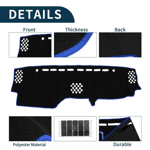 Toyota Prado 2017-2024 Black Blue 1 Set Dashboard Cover Mat
