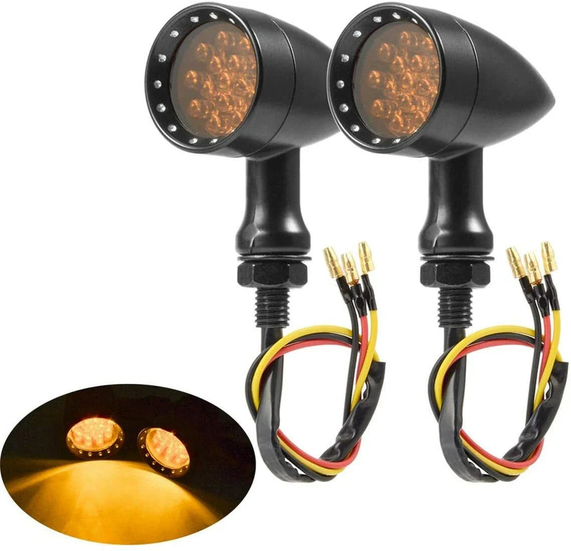 Harley Chopper Bobber Dyna 10mm Bullet Black LED Turn Signal Lights