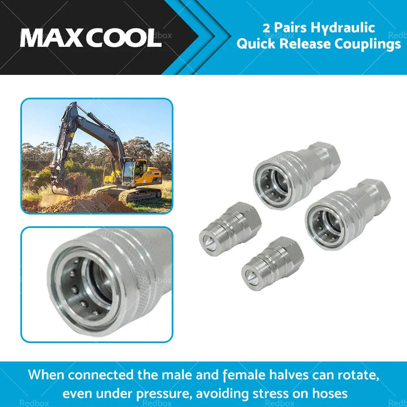 Tractor 1/2" BSP Hydraulic ISO Poppet Quick Release Couplings
