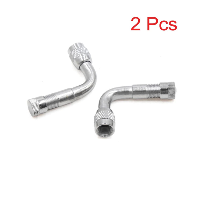 Car / Motorcycle 2 x Silver Tone 90 Degree Tire Valve Extension Adapter